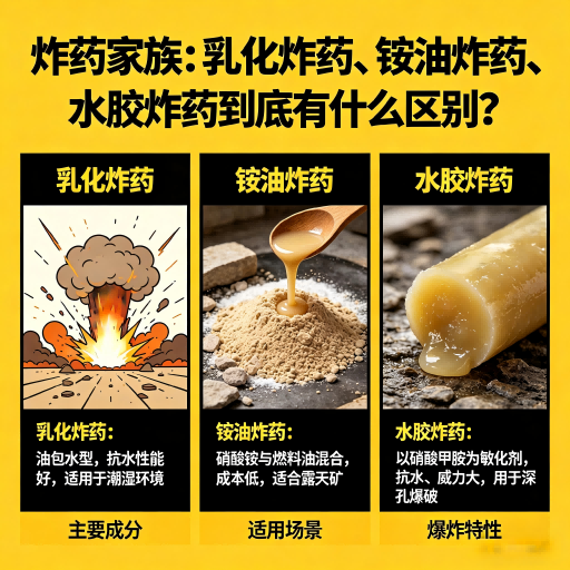 清江浦炸药家族：乳化炸药、铵油炸药、水胶炸药到底有什么区别？